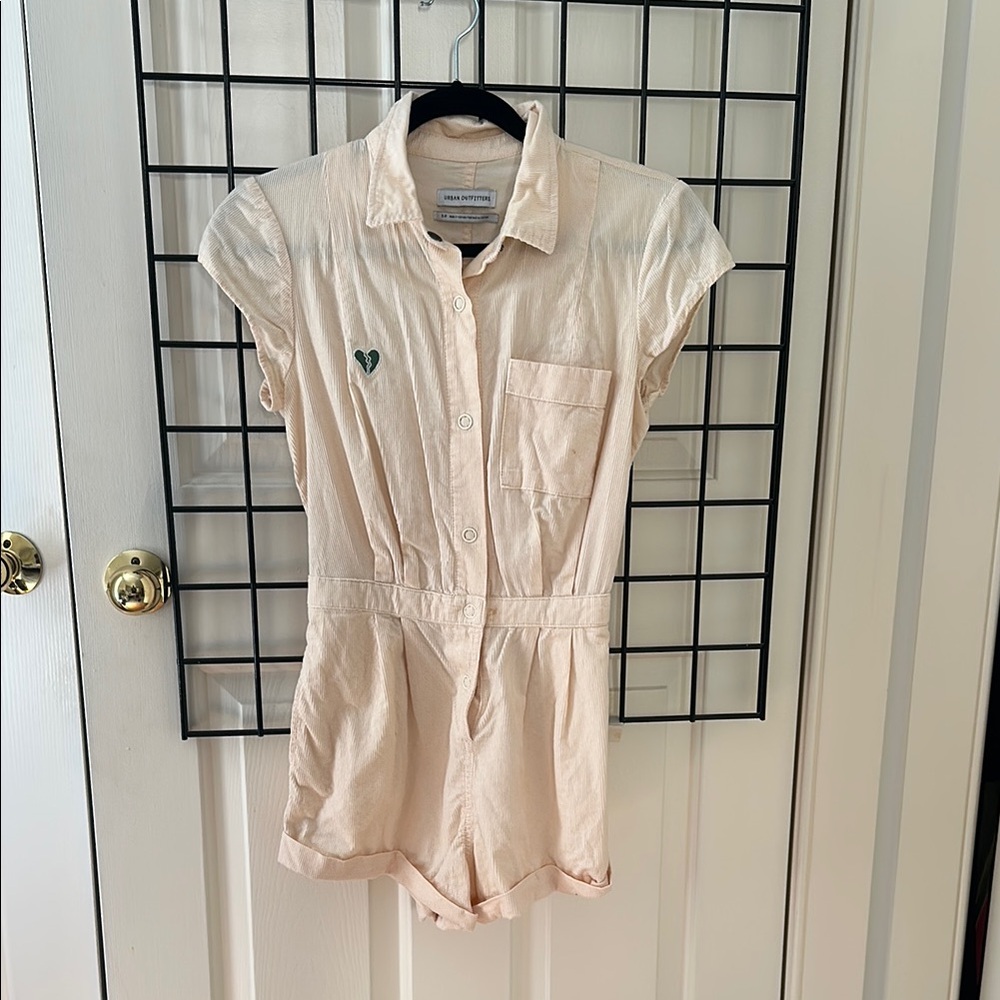 Urban Outfitters Cream Button-Up Romper